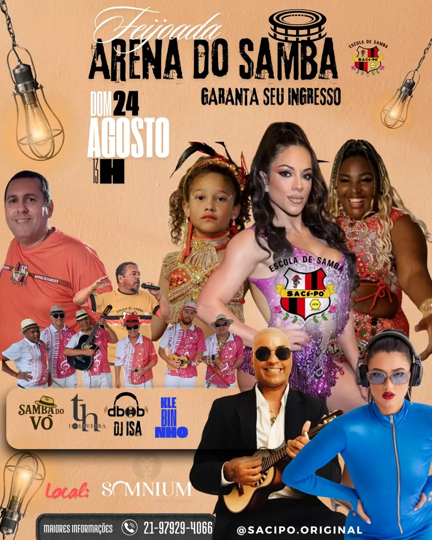 ARENA DO SAMBA – SACI PÔ, AGITARÁ POÇOS DE CALDAS, DIA (24) AGOSTO